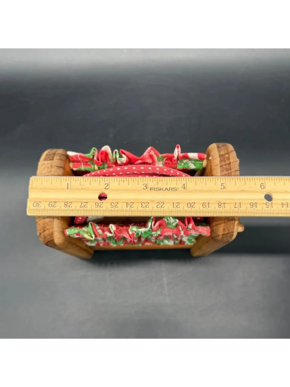 Quilted Strawberry Coasters Wood Holder Farmhouse Cottage Set Of 6 Polka Dots